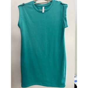 Dear Scarlett Vibrant Teal Top button detail scuba feel M Athlesuire